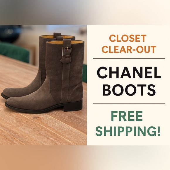 CHANEL Suede Gray Suede Boots size 39 - Picture 1 of 16